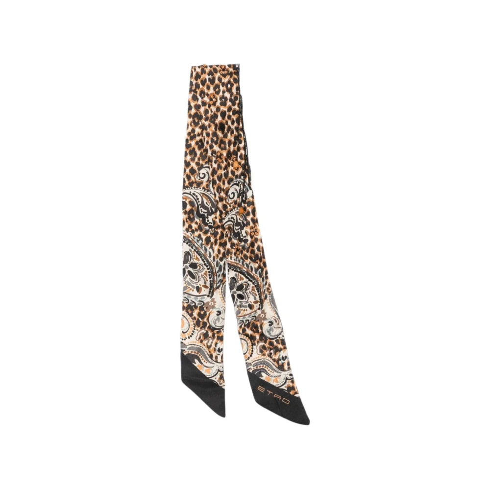 Etro Black Printed Silk Foulard - Female - Silk Scarves - One Size - Accessories