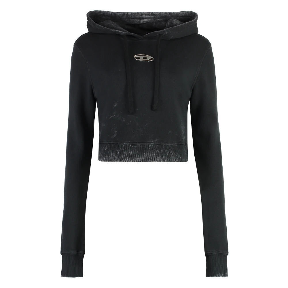 Diesel Vintage Katoenen Hoodie met Metalen Detail Black Dames