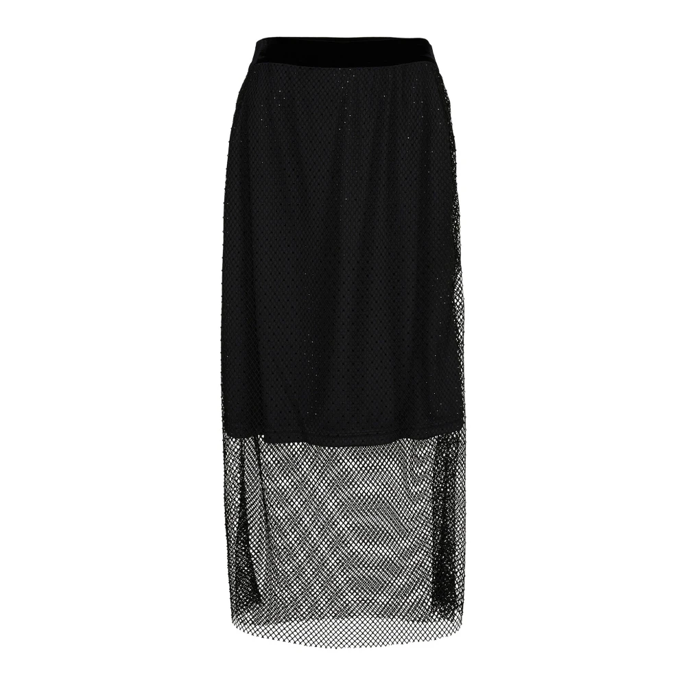 Saint Tropez Zwarte Net Rok met Elastische Tailleband Black Dames