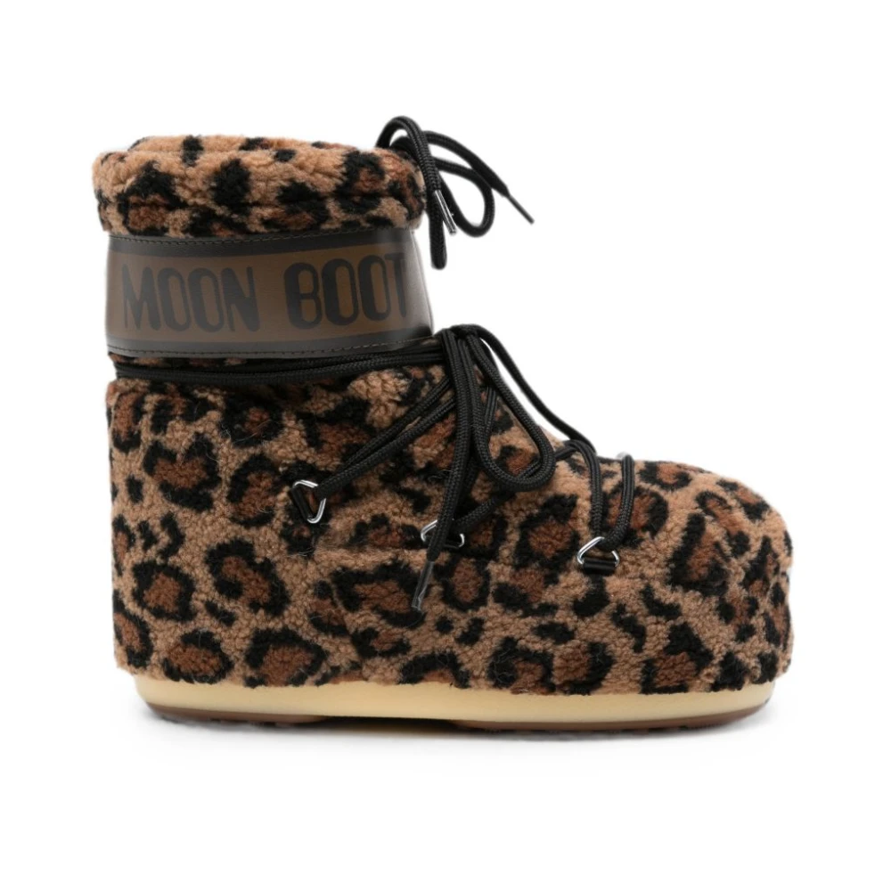 Moon Boot Icon Low Fleece Leopard - Female - Winter Boots - Multicolor - 3 Uk - Shoes