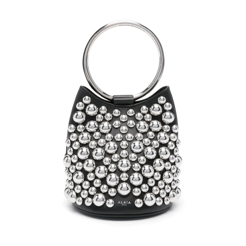 Alaïa Studded Bucket Tas in Zwart Leer Black Dames