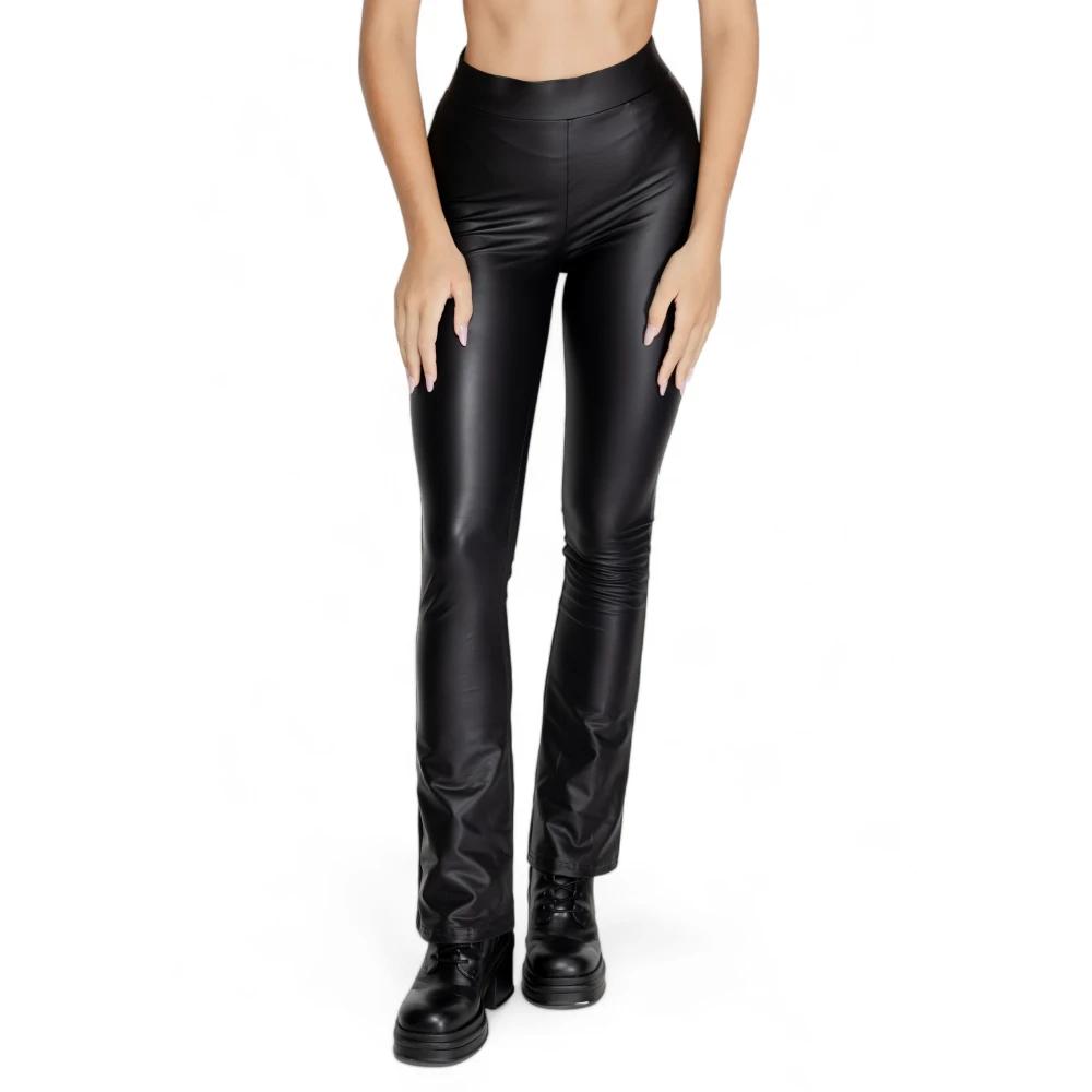 Only Gecoate Flared Broek Herfst Winter Collectie Black Dames
