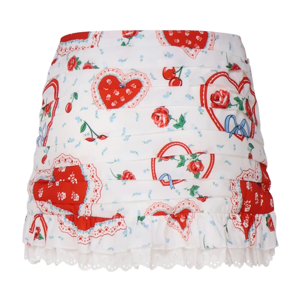 For Love & Lemons Rode Asymmetrische Minirok met Achterprint Multicolor Dames