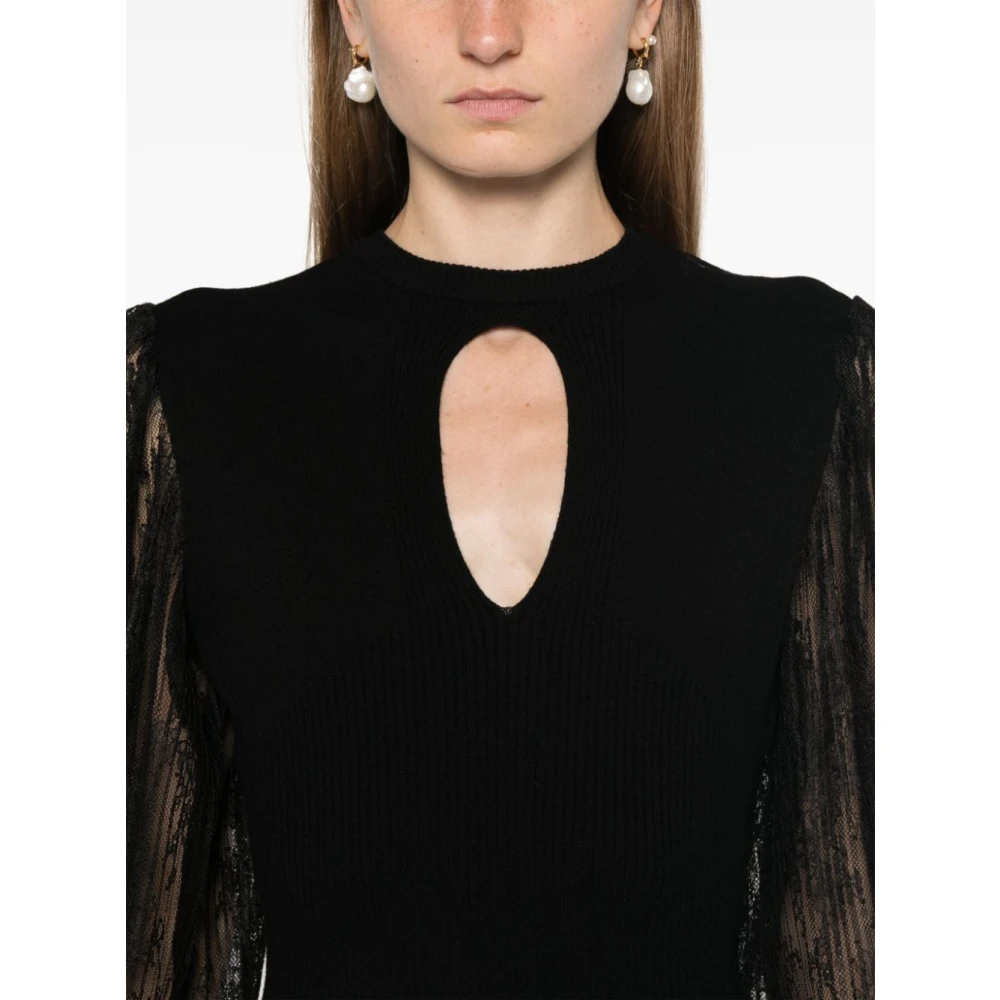 Twinset Zwart Kant Panel Jurk Black Dames