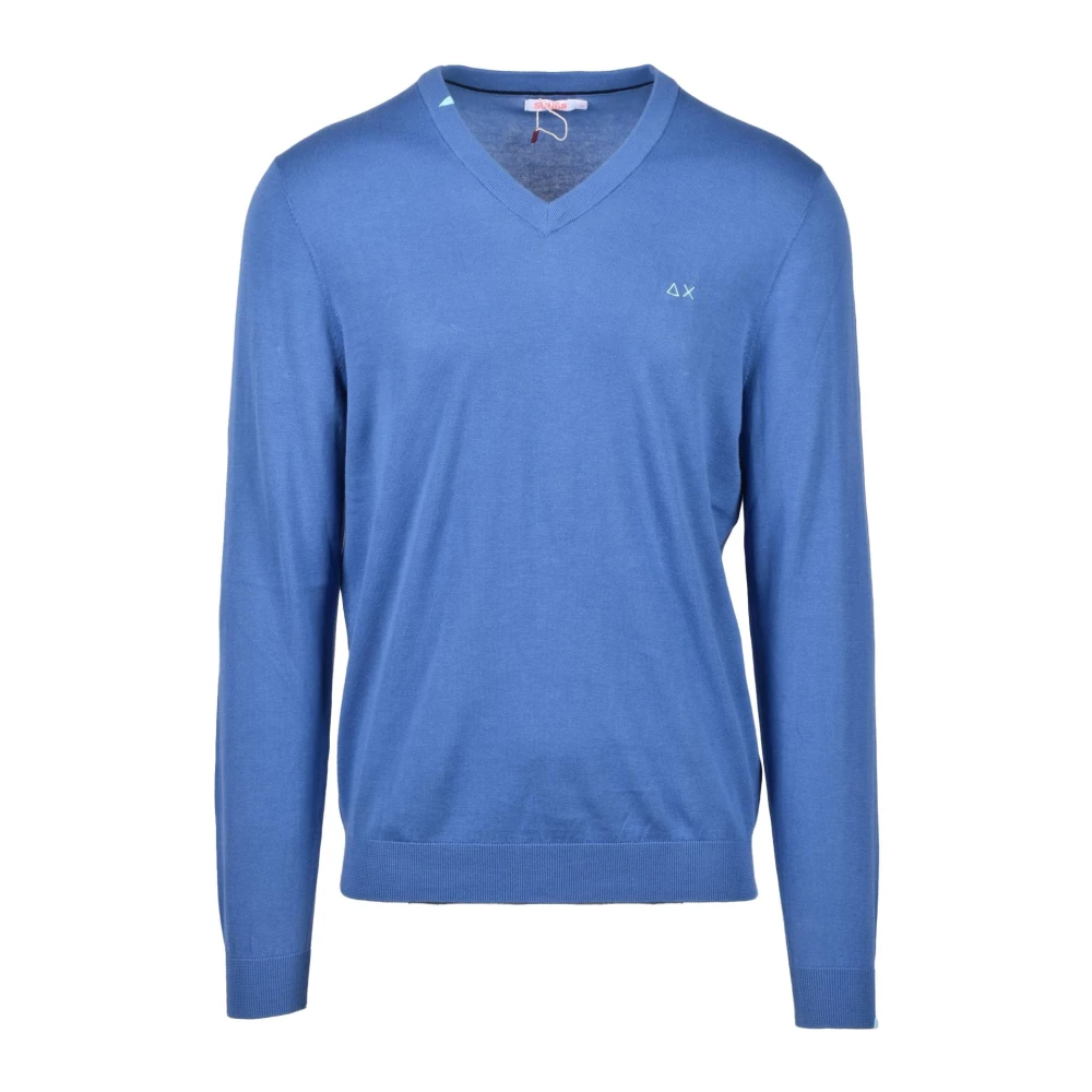 Sun68 Katoenen Gebreide Trui Blue Heren