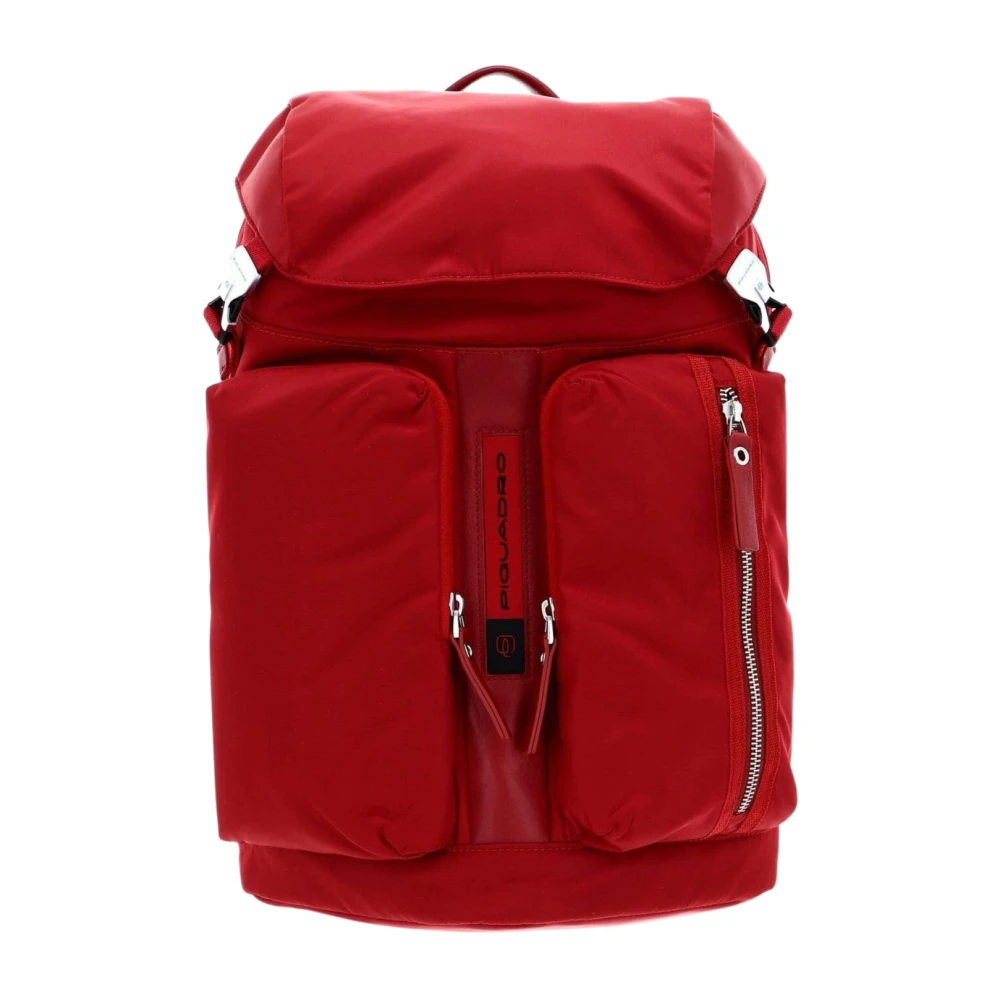 Piquadro Mujer Roja Mochila Unisex De Nylon Para Ordenador
