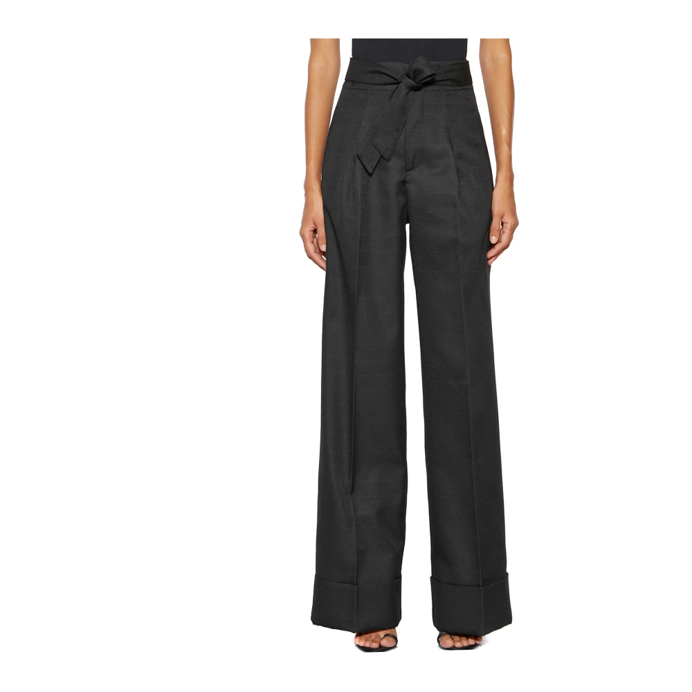 Capasa Milano Wijde Geruite Broek Black Dames