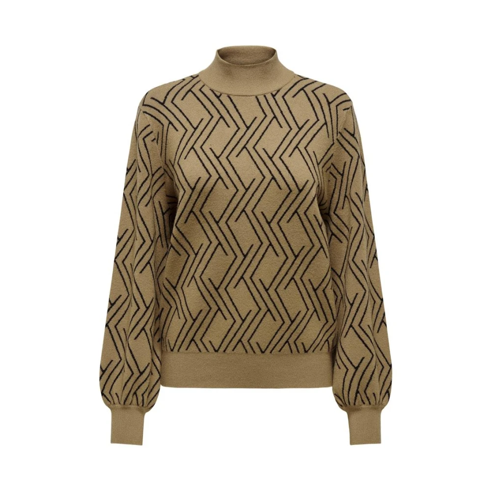 Only JQ O-Neck KNT Toasted Coconut Black Sweater Brown Dames