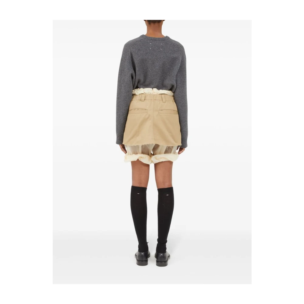 Maison Margiela Beige Gelaagde Shorts Rode Zoom Beige Dames