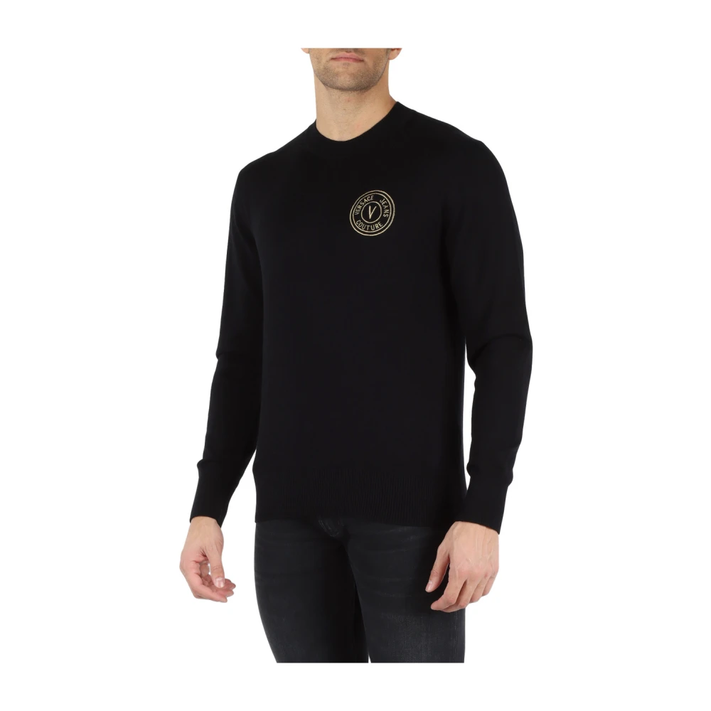 Versace Jeans Couture Katoenen en Cashmere Crewneck Sweater Black Heren