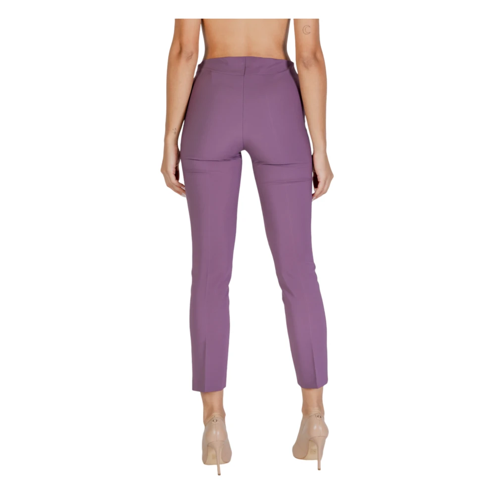 Sandro Ferrone Paarse Slip-On Broek Herfst Winter Stijl Purple Dames