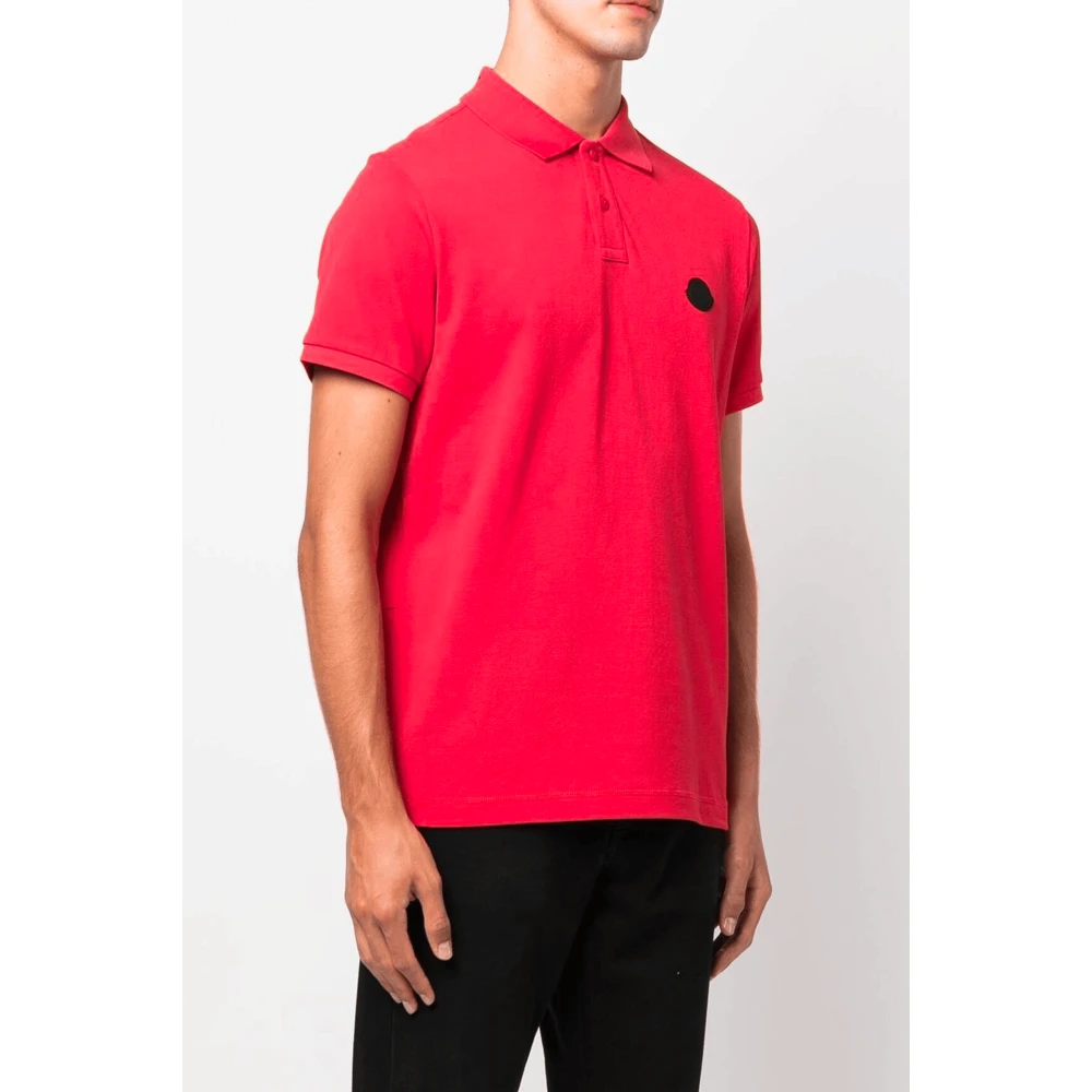 Moncler Rode Katoenen Poloshirt Red Heren
