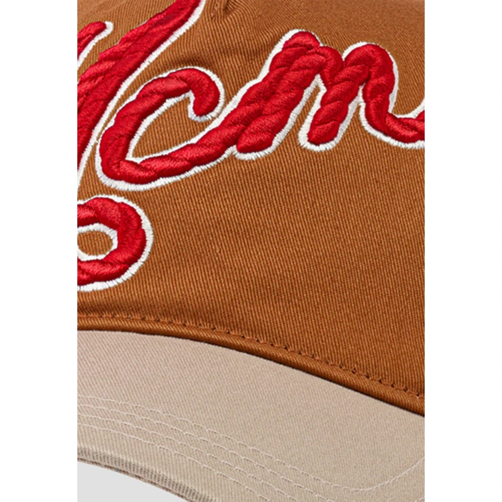 MCM Katoenen keper cape met logoborduursel Brown Unisex