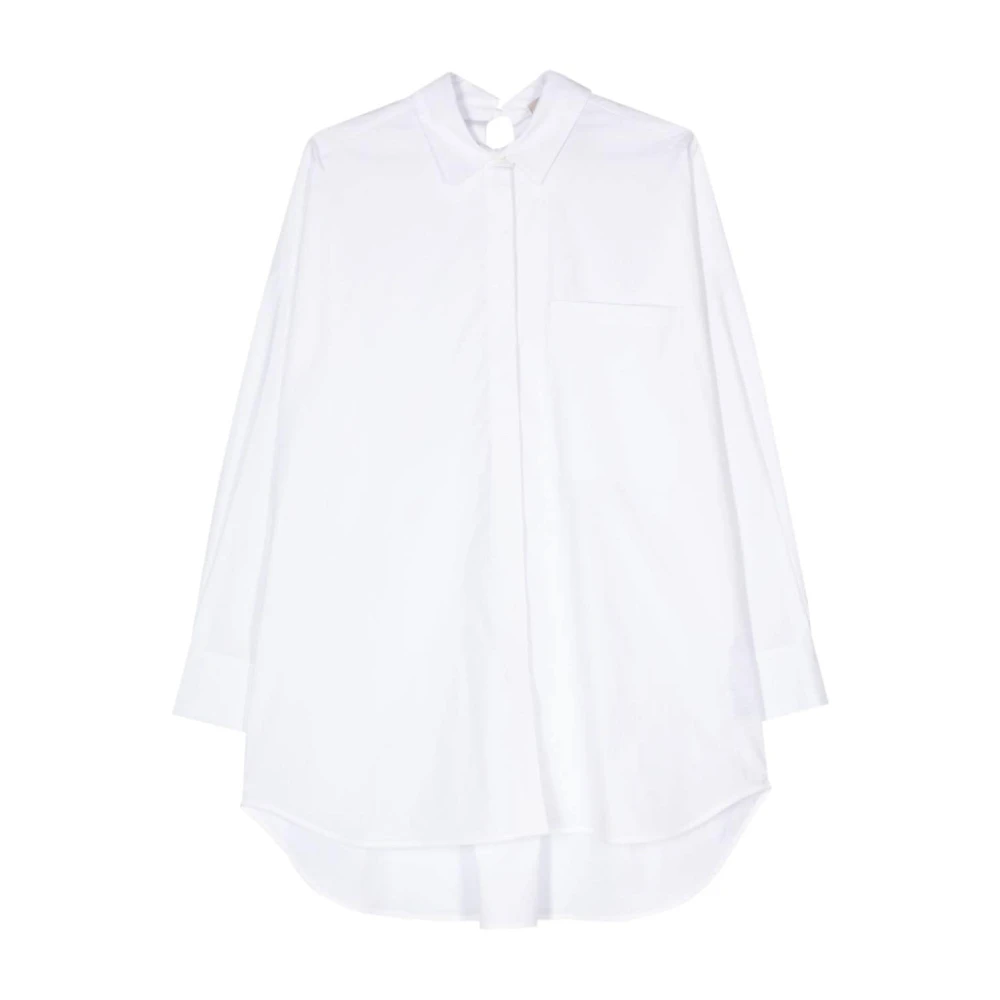 Semicouture Witte Poplin Overhemd met Open Rug White Dames