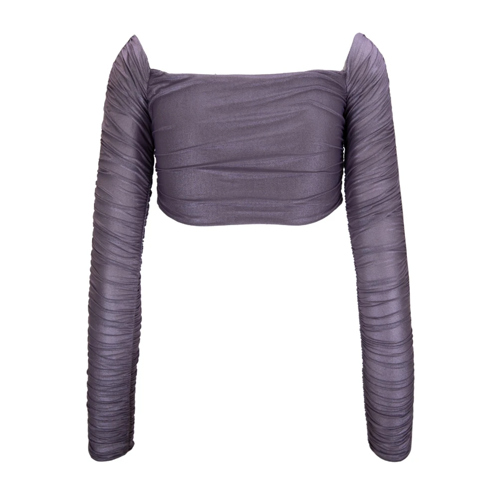 Elisabetta Franchi Top met vierkante hals en lange mouwen Purple Dames