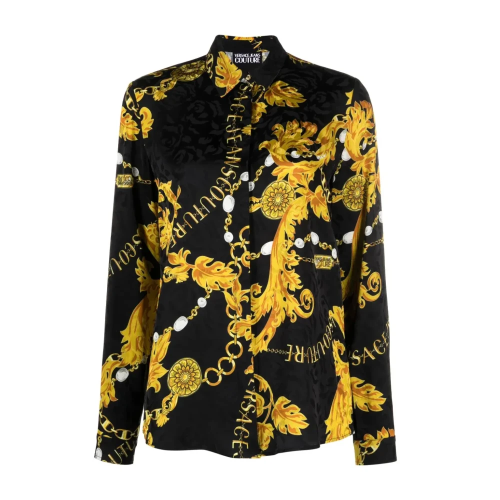Versace Jeans Couture Mujer Negro/Oro Blusa Cadena Flor