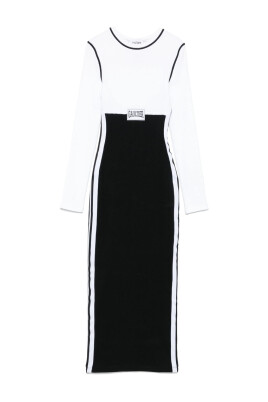white-logo-patch-long-sleeve-dress