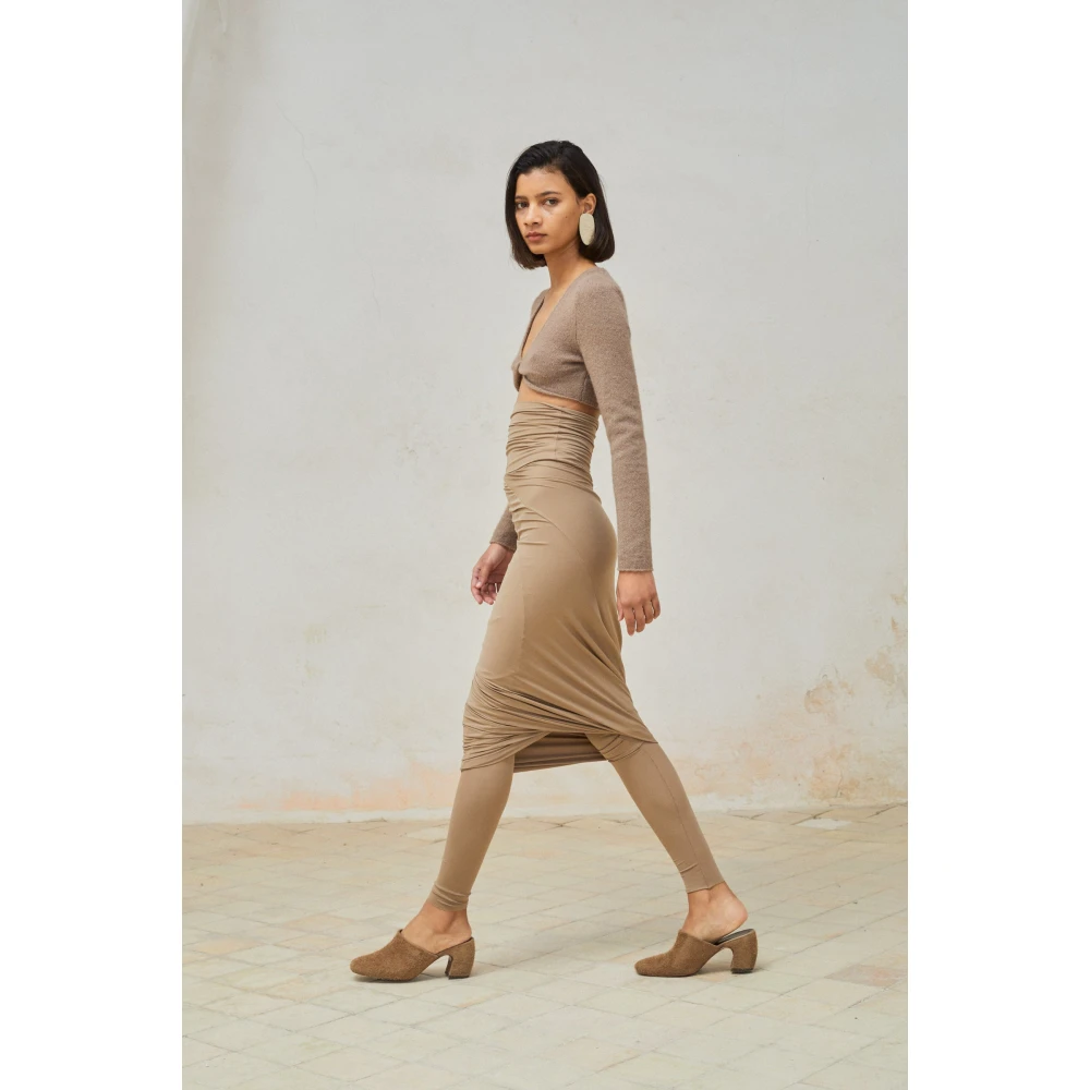Cortana Alpaca Merino Zijde Korte Top Brown Dames