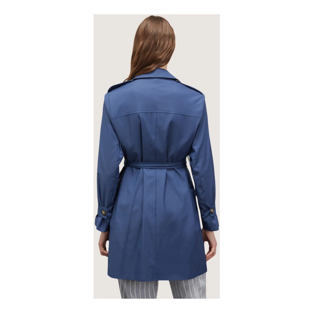 Motivi Korte dubbelrijige trenchcoat Blue Dames