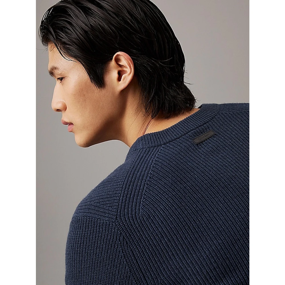 Calvin Klein Merino Ribgebreide Trui Black Heren