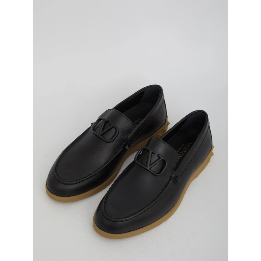 Valentino Garavani Zwarte Leren Loafer met VLogo Signature Black Heren