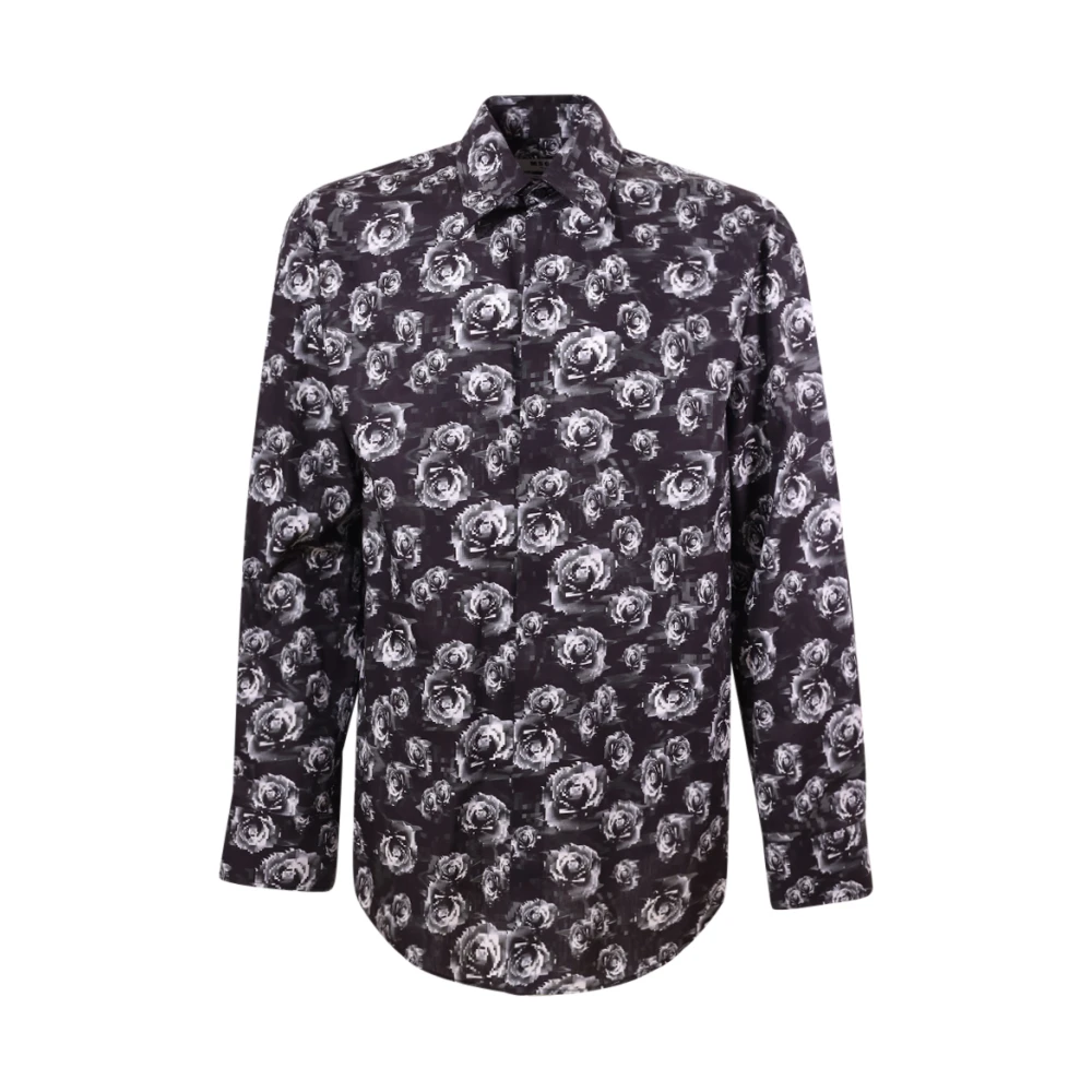 Msgm Zwarte Knoopsluiting Klassieke Kraag Shirt Black Heren