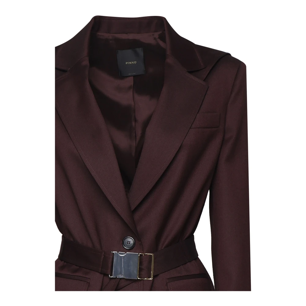 pinko Bordeaux Flanellen Jas met Technische Riem Red Dames