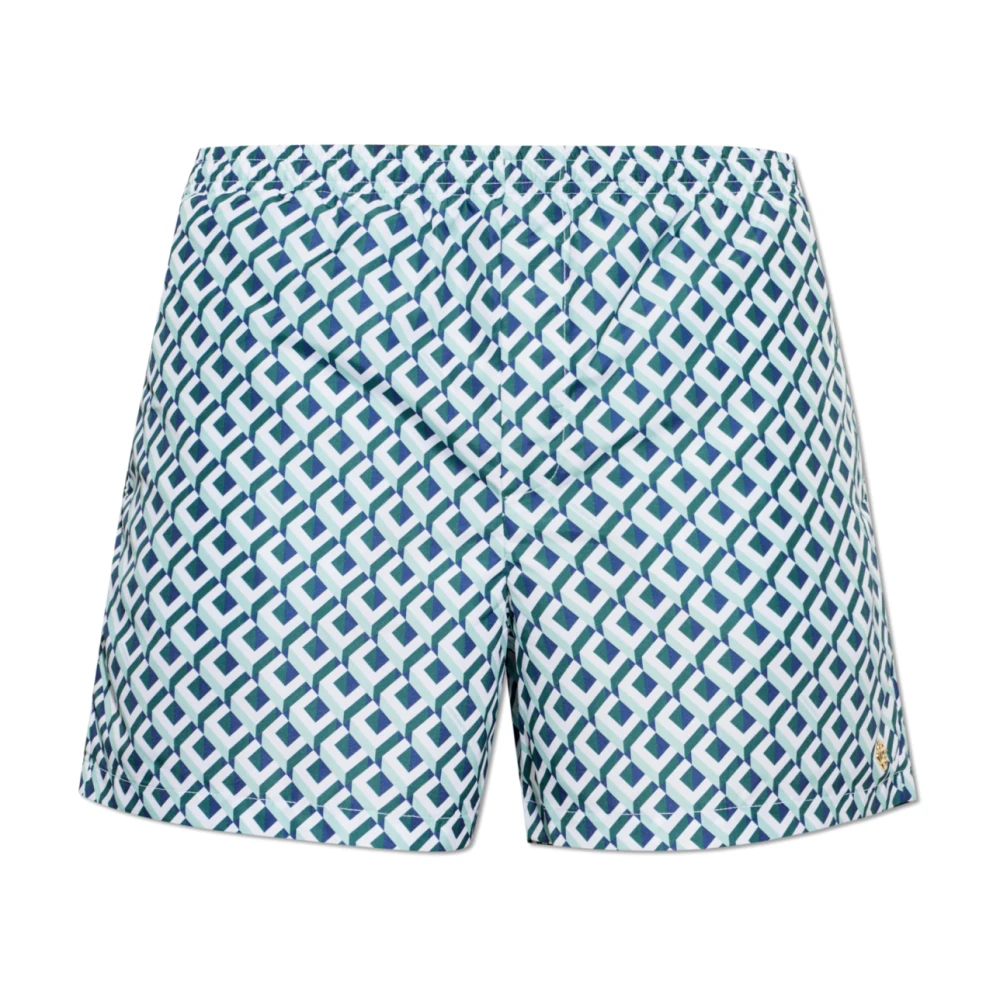 Casablanca Paris Men's Green Cubist Monogram Printed Swim Shorts, Size Large By - Image 2