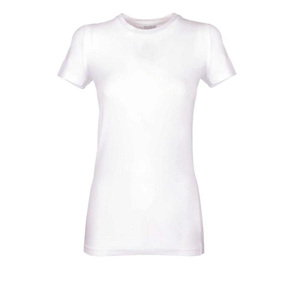 BRUNELLO CUCINELLI Wit Katoenen T-Shirt Regular Fit White Dames