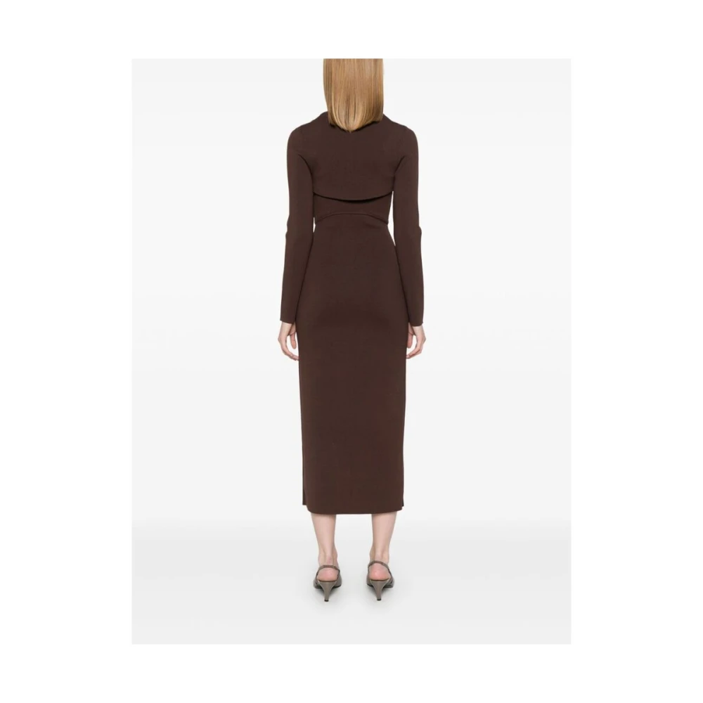 Cult Gaia Gebreide Koffiebruine Jurk met Uitsnijding Brown Dames