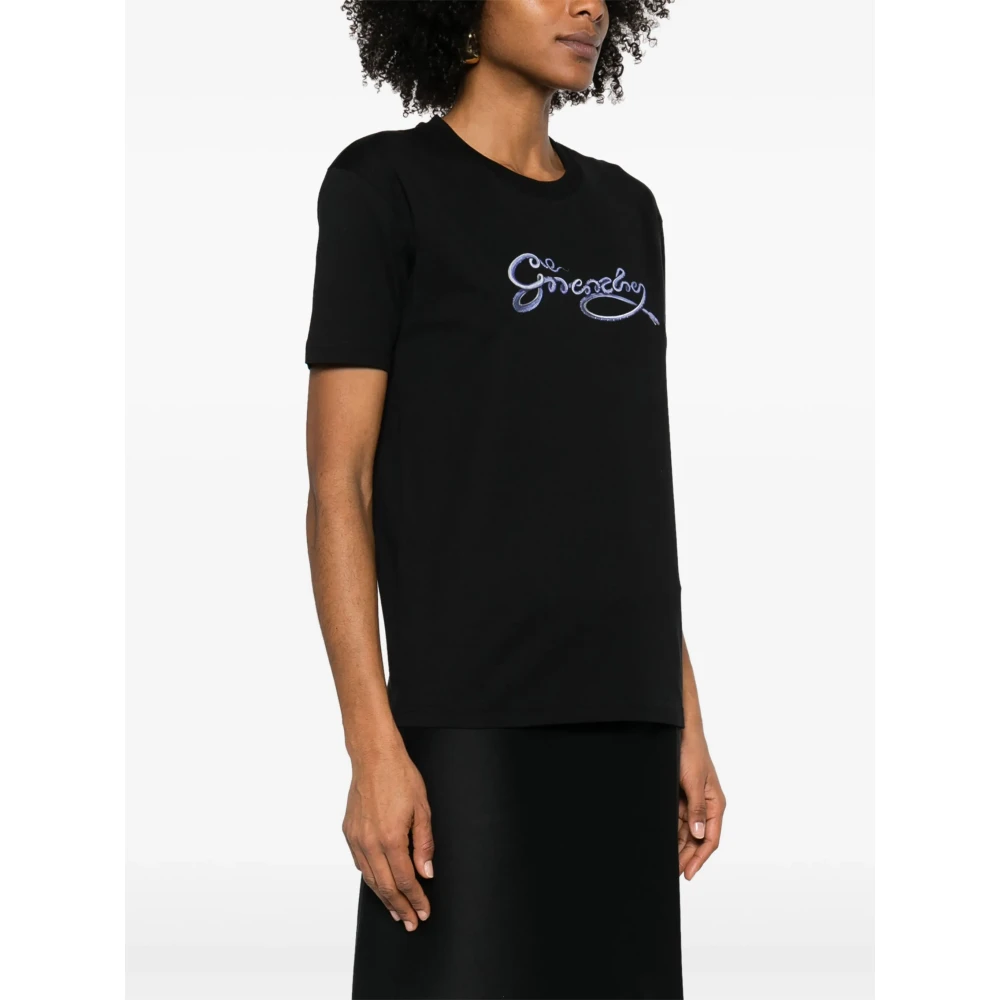 Givenchy Snake Logo T-shirt met ronde hals Black Dames