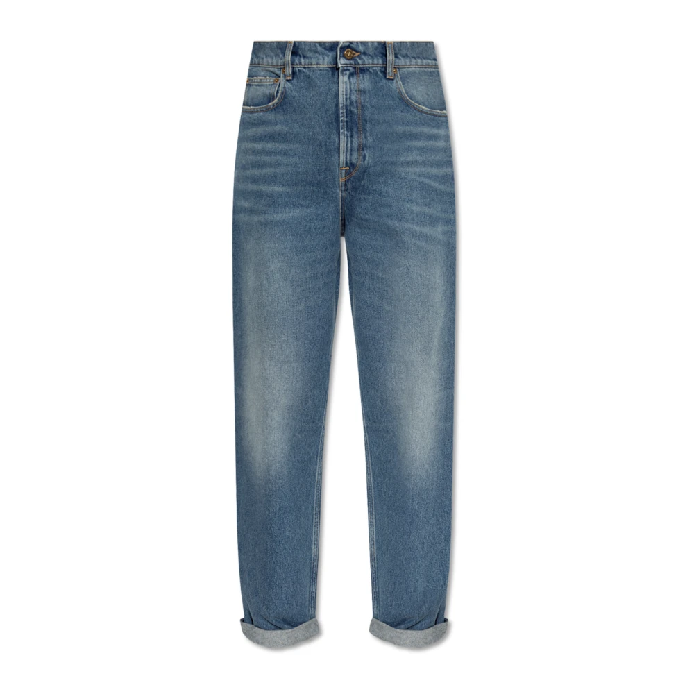Golden Goose Women's Blue Jeans With Logo - Straight Fit Jeans - W26 - Jeans