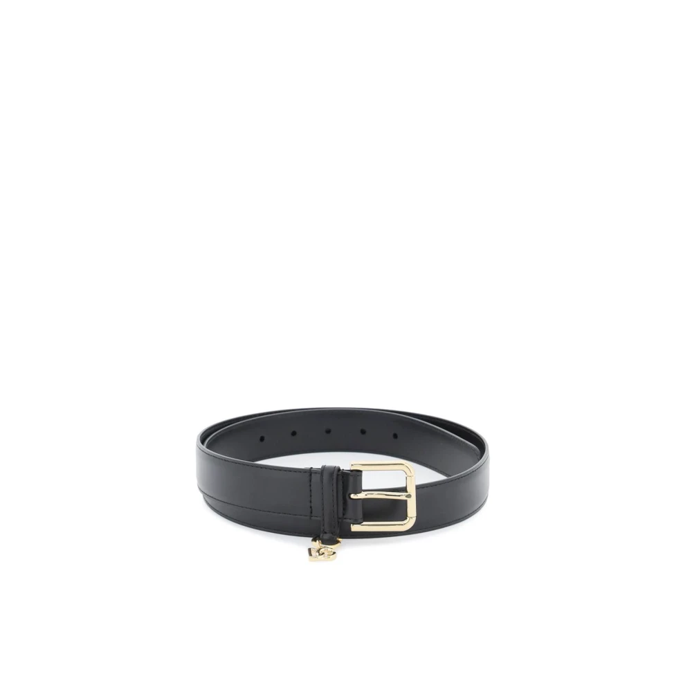 Dolce & Gabbana Leren riem met logo Black Dames