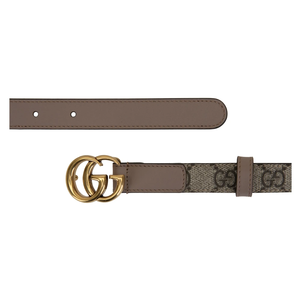 Gucci Leren Riem met GG Logo Beige Heren