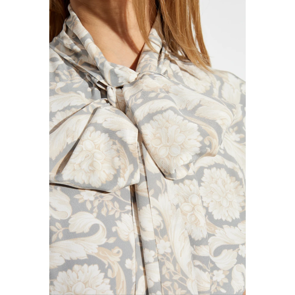 Versace Jurk met 'Barocco' print Gray Dames