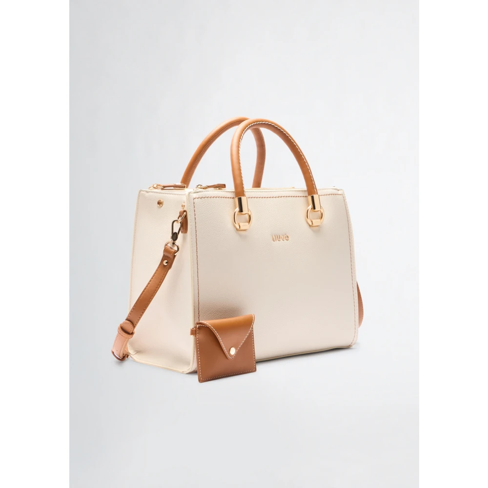 Liu Jo Handtas met drumprint en contrasterend logo Beige Dames