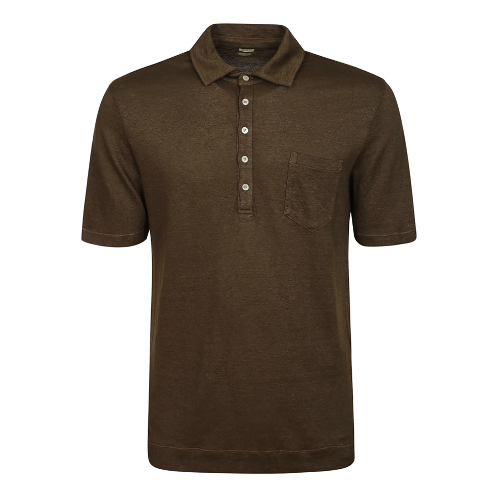 Massimo Alba Bruine Linnen Polo Shirt met Zak Brown Heren