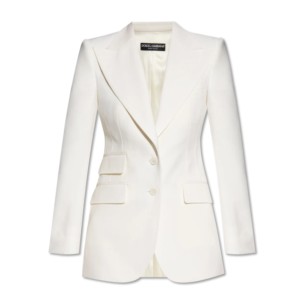 Dolce & Gabbana Off-White Wol Blazer Slim Fit White Heren