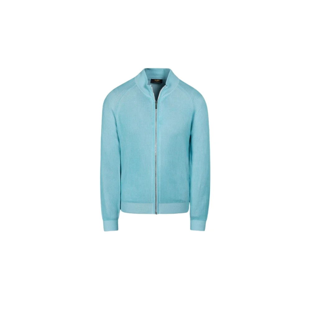 Moorer Men's Blue Cardigans, L, Dean-Sia Full-Zip Cardigan
