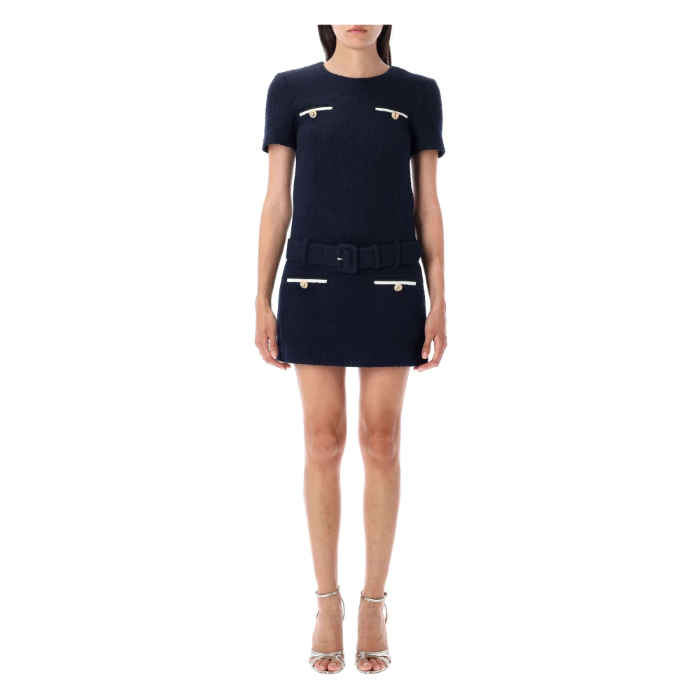 Self Portrait Women's Blue Bouclé Mini Dress - Short Dresses - S - Dresses