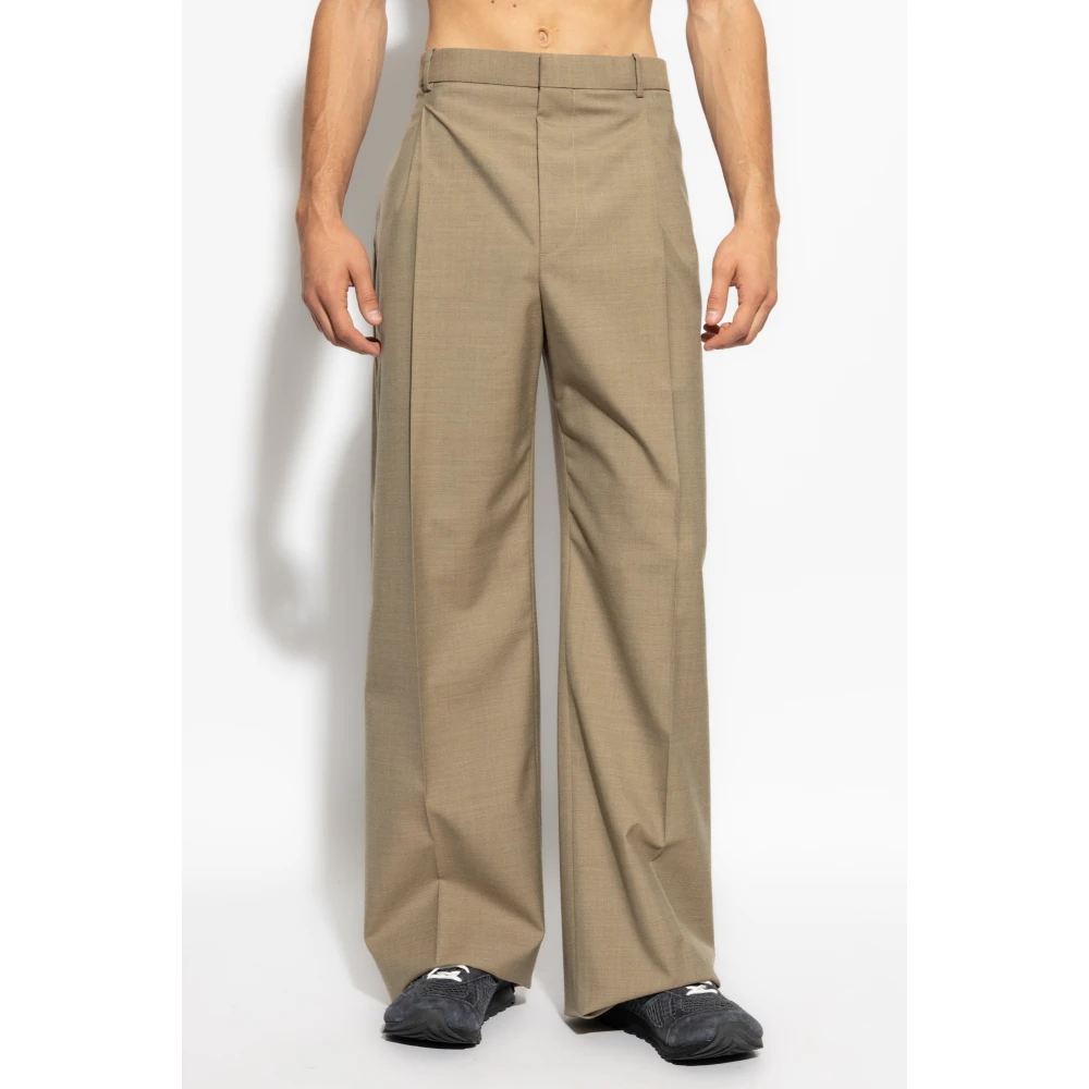 Bottega Veneta Wollen broek met vouw Brown Heren