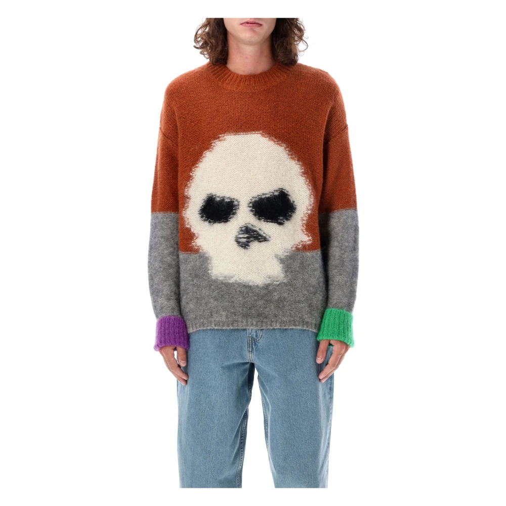 ERL Bruine Gebreide Skull Sweater Aw24 Multicolor Heren