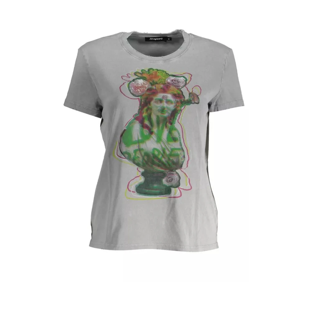 Desigual Floral Bust Graphic Tee - Female - T-Shirts - Gray - M - Tops - Image 3