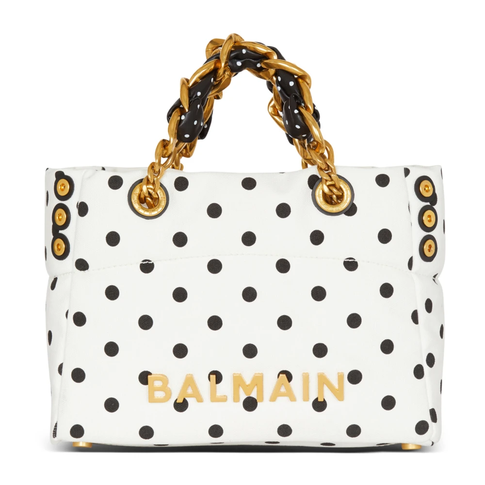 Balmain Kleine 1945 Zachte tote tas in polka dot canvas White Dames