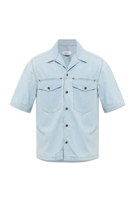 Embroidered-Logo Denim Cotton Shirt