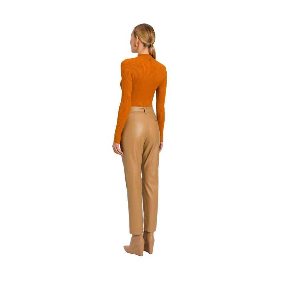 Twinset Straight Leg Pants Brown Dames