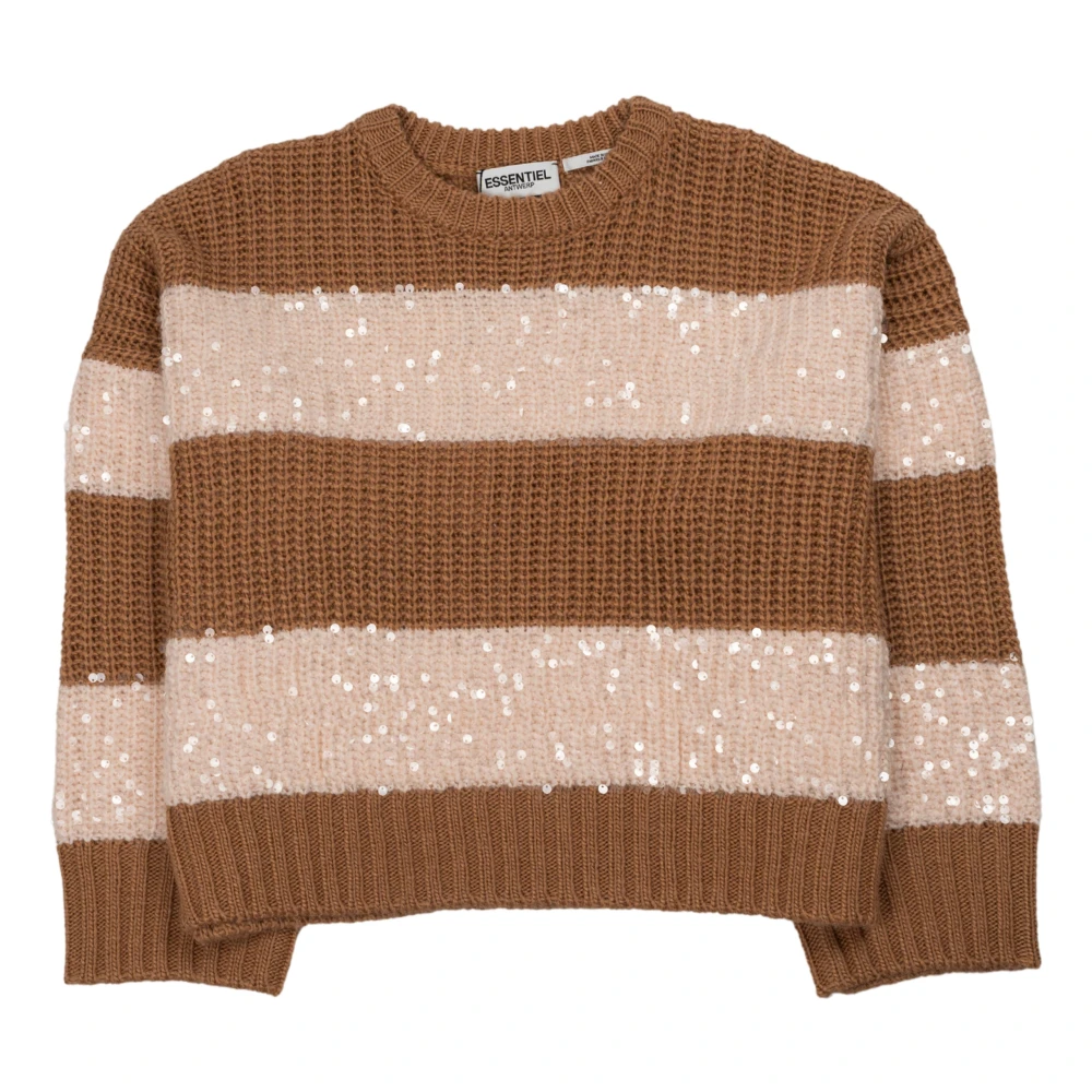 Essentiel Antwerp Chunky Sequin Pullover in Bruin Ecru Beige Dames