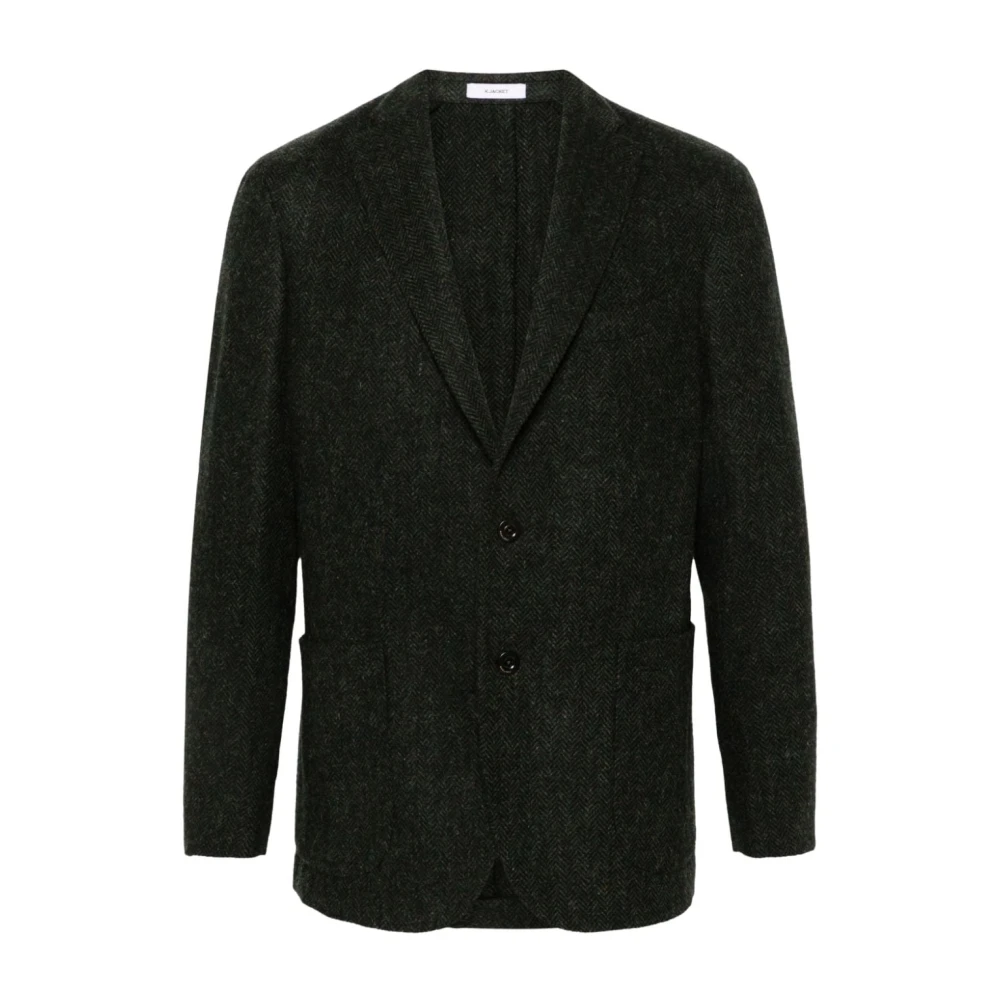 Boglioli Groene Chevron Wollen Jas Green Heren