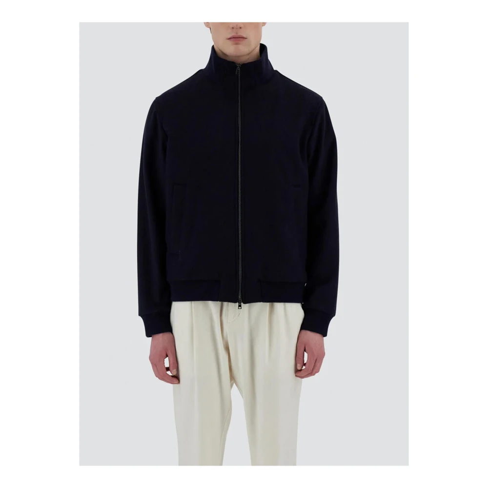 Herno Blauwe Wol Kasjmier Bomberjack Blue Heren