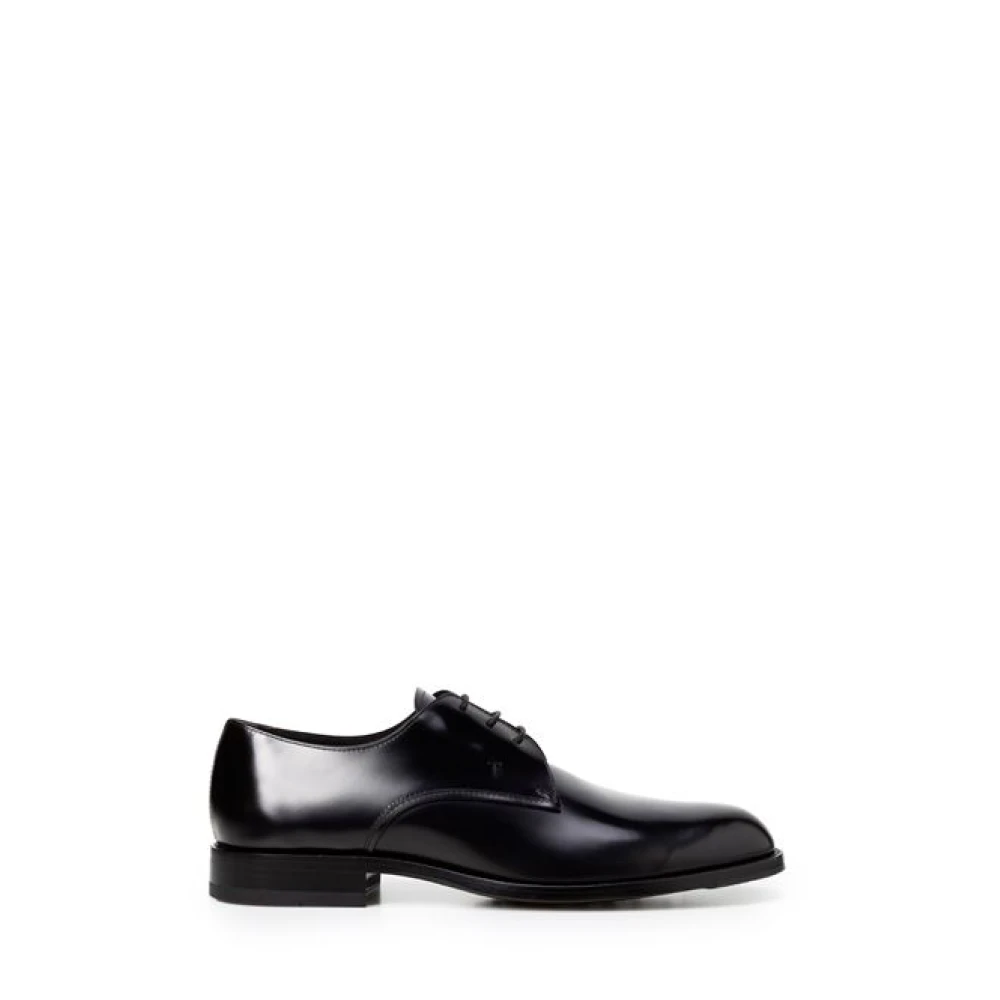 TOD'S Zwarte Veterschoenen met Plat Design Black Heren